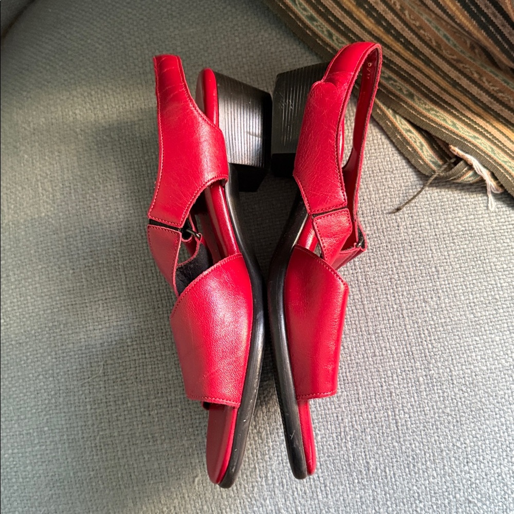 SAS Classic Red Leather Women's Dressy Sandals - Picture 4 of 5